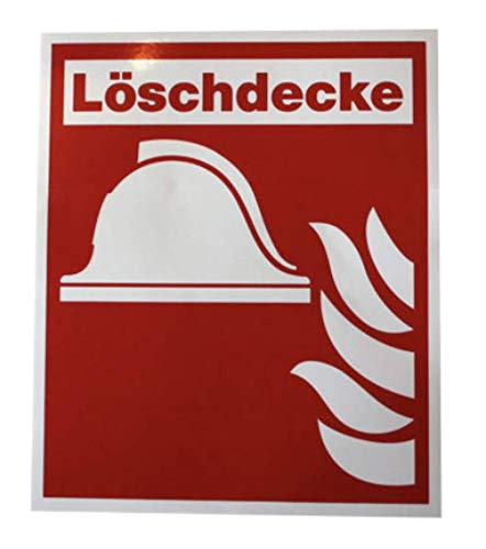Schild Aufkleber Löschdecke 15x18cm ASR A1.3 ISO7010 mit Text"Löschdecke" von MBS-FIRE von MBS-FIRE - Brandschutzfachhandel