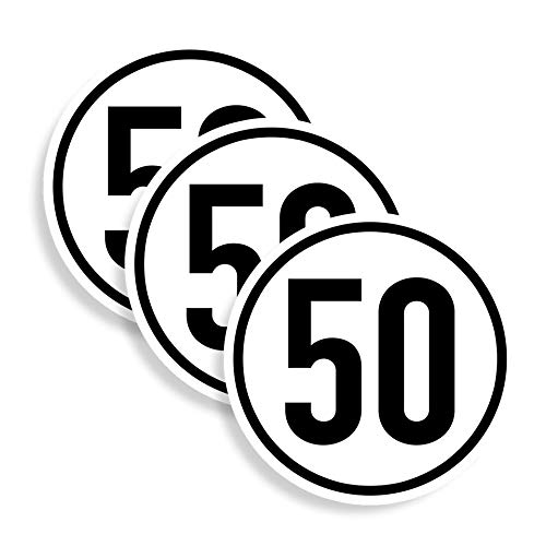 3 Stück - Aufkleber Geschwindigkeits-Schild 50 km/h Folie gemäß StVZO § 58 | Ø5-30cm Made in Germany, Größe: Ø30 cm von MBS-SIGNS