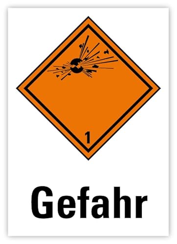 Aufkleber Etikett "Gefahr 1 Explosive Stoffe" Gefahrensymbol Schild Folie selbstklebend | Made in Germany, Größen Name: 37x26 mm von MBS-SIGNS