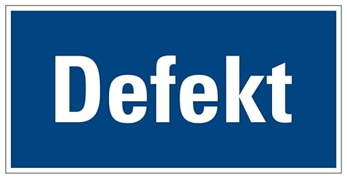 Aufkleber Hinweis Warnung „Defekt“ Warn Schild Folie selbstklebend blau | Größe wählbar Made in Germany, Größe: 10x5cm von MBS-SIGNS