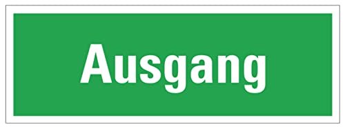 Aufkleber Hinweis Zusatzzeichen Rettungsweg Notausgang Notausstieg Schild Folie selbstklebend | Variante wählbar | 297x105mm Made in Germany, Größe: Ausgang von MBS-SIGNS