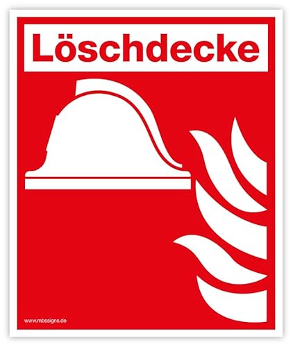 Aufkleber Löschdecke 15x18cm ASR A1.3 ISO7010 Text "Löschdecke" Folie, rot made by MBS-SIGNS in Germany von MBS-SIGNS