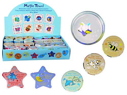 16er Set Magisches Zauber-Handtuch mit Tier Motiven Waschlappen Kinder-Geburtstag Mitgebsel Geschenk-Idee Party Gewinn Spiel Give-aways (16er Set Tiere) von MC Trend