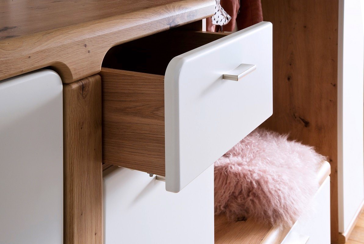 MCA furniture Sideboard Kommode 3 Torino, weiß matt / Balkeneiche von MCA furniture