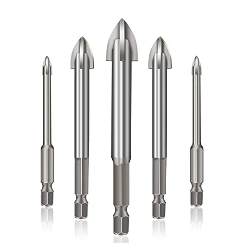 MCDSAJ 5-teiliges Dreiecks-Zementbohrer-Set (3, 4, 5, 6, 7 mm) Multifunktions-Hartmetall-Bohrer-Set für Glas, Ziegel, Fliesen, Kunststoff, Keramik und Holz. von MCDSAJ