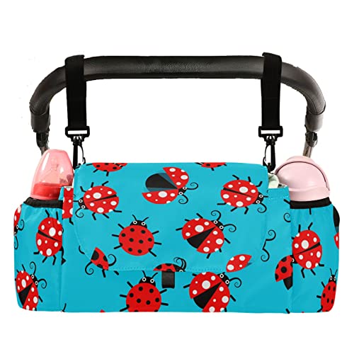 Ladybugs Baby-Kinderwagen-Organizer mit verstellbaren Riemen, rutschfester Kinderwagen-Caddy mit Becherhaltern, große Kapazität, Kinderwagen-Tasche für Windelaufbewahrung, Spielzeug von MCHIVER