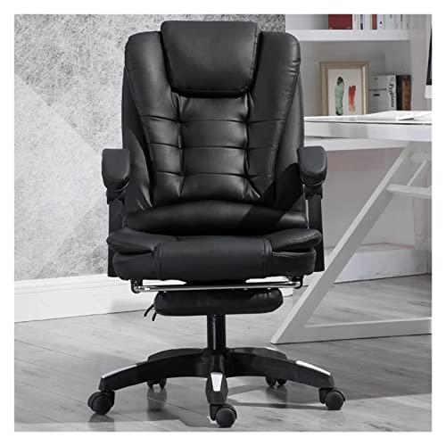 Bürostuhl, Gaming-Stuhl, Computerstuhl, Gaming-Stuhl, liegend, Massage, Heben, drehbarer Sessel, Fußstütze, Büro, Verstellbarer Drehgelenk, Leder-Executive-Massagestuhl (Farbe: Schwarz, Größ von MCLAYF