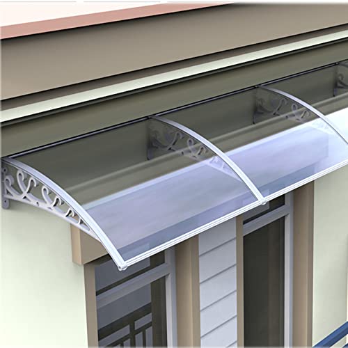 Innenhof-Markise, Haustür-Überdachung, Terrassen-Markise für Vordertür, Fenster-Markise, geräuschloses Vordach für die Vordertür, transparente Markise, weiße Halterung, verwendet für Regen- von MCLAYF