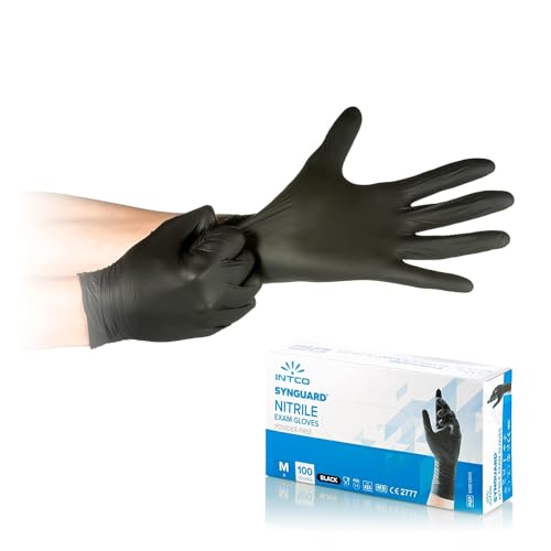Einweghandschuhe, einmalhandschuhe Nitril handschuhe, untersuchungshandschuhe für medizinische Lebensmittel, puderfrei, latexfrei, hypoallergen 100 stück/box (100, Schwarz, M) von MDDE