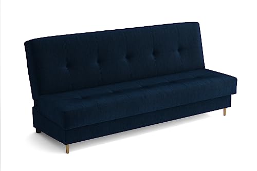 MEBLE-LUX Sofa | Elisa | Schlafsofa | 2-Sitzer-Grau | Plüsch Marineblau von MEBLE-LUX