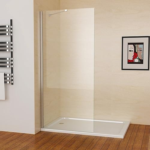 MEESALISA Duschwand für Dusche 90 x 195 cm, 6mm ESG NANO klares Glas Duschwand mit Haltestange, Walk in Duschabtrennung Duschtrennwand für Bad, WC, Badezimmer von MEESALISA