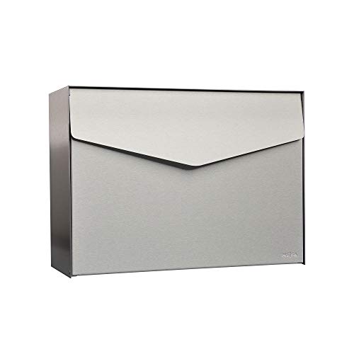 MEFA Briefkasten Letter 112 (Farbe Edelstahl, Postkasten mit Sicherheitsschloss, Designbriefkasten, Größe 312x430x128 mm) 112030DE von MEFA