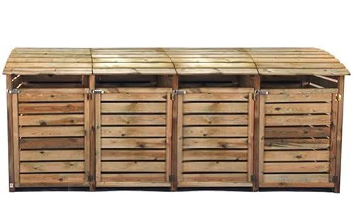 Mülltonnenbox 4er aus Holz | Mülltonnenverkleidung für Vier Mülltonnen bis 240 Liter | wetterfest | Mülltonnenabtrennung | Mülltonnenhaus | Mülleimerbox | Müllbox | Mülltonnenabdeckung von MEIN GARTEN VERSAND