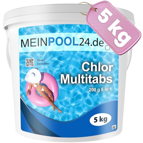 5 kg MEINPOOL24.DE Chlor Multitabs 5 in 1-200 g Tabs Multi Chlortabletten - mit 5 Phasenwirkung für die sichere und saubere Poolpflege - hygienisches Poolwasser von meinpool24.de