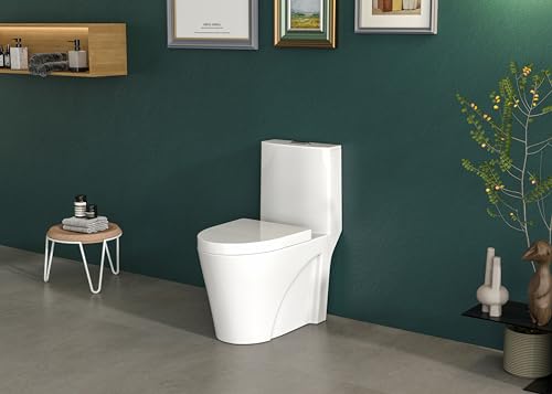 MEJE #45 Einteilige erweiterte Toilette mit Soft-Close-Sitzbezug, Keramik, weiße Oberfläche, leicht zu reinigen, Wandablauf von MEJE