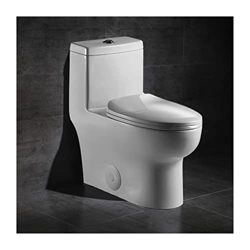 MEJE Verlängerte Standard-Einteiler-Toilette mit Komfort-Sitzhöhe, Soft-Close-Sitzabdeckung und weißer Oberfläche von MEJE