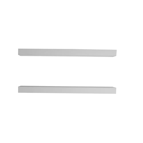 MELANNCO Weiße Regale mit Stangenhalterung, Hardware und Anleitung (evtl. Nicht in Deutscher Sprache), Set mit 2 Stück, 60 x 14 x 3,8 cm von MELANNCO