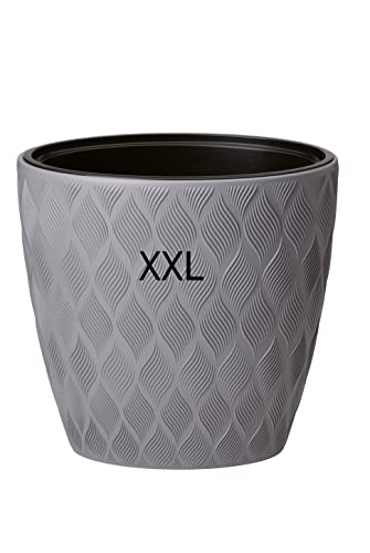 MELTOM Pflanzkübel Slim XXL Oval 3D Effekt Farbe mit Herausnehmbaren Einsatz, H: 60 cm (Grau) von MELTOM