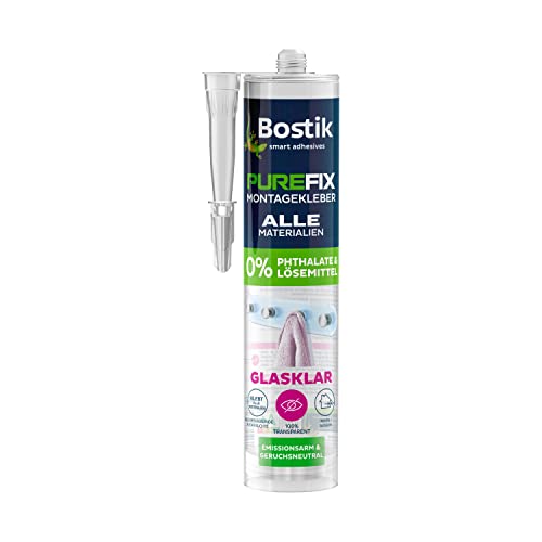 Bostik Purefix Montagekleber Glasklar, Zum Kleben, Dichten und Füllen, Für alle Materialien, Wasser- und UV-beständig, Phthalat- und lösemittelfrei, 300 g Kartusche, Glasklar von MEM