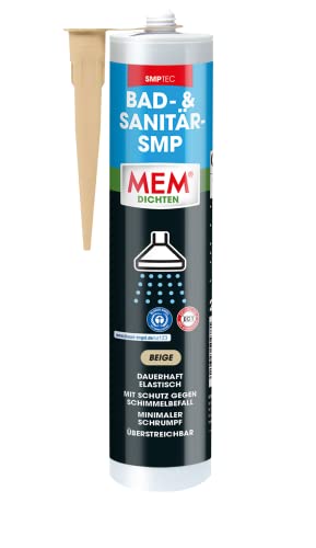 MEM Bad- & Sanitär-SMP, Einkomponentiger SMP Dichtstoff für den Sanitärbereich, Schutz gegen Schimmelbefall, Innen- und Außenbereich, Beige, 290 ml von MEM