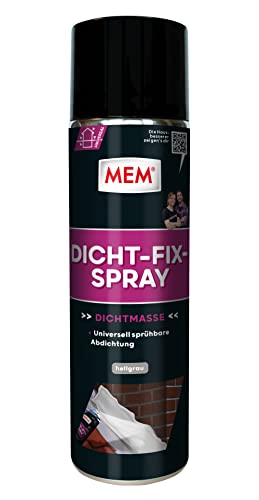 MEM Dicht-Fix-Spray, Für alle üblichen Untergründe, Optimal für schwer zugängliche Bereiche, Einfache Anwendung, Gebrauchsfertig, UV-beständig, Grau, 500 ml von MEM