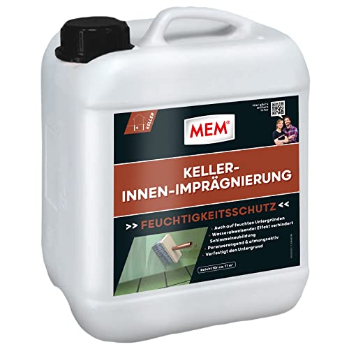 MEM Keller-Innen-Imprägnierung, Zur Abdichtung von feuchten und nassen Flächen, Für verschiedene Untergründe, Lösemittelfrei, 5 l Behälter von MEM