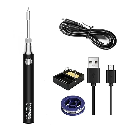 Mini Lötkolben Set,USB Akku Lötkolben mit Einstellbarer Temperatur,5V 8W Kabelloser Lötkolben Lötset (Schwarz) von MENAYODA