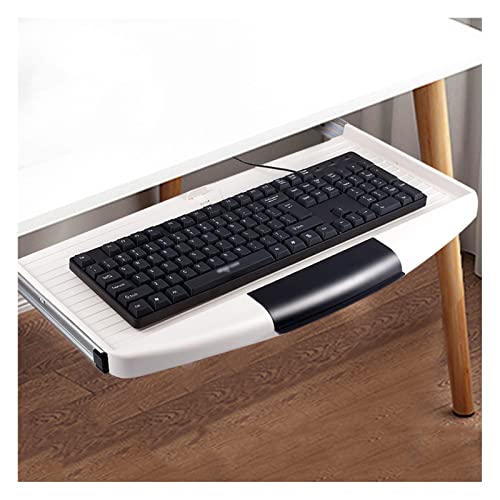 MERAXI Unter dem Schreibtisch verschiebbare Tastaturablage, weiße ergonomische Tastaturschublade, ausziehbare Verlängerung der Tastaturplattform von MERAXI