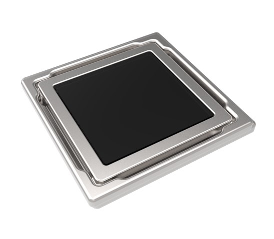 MERT Design Bodenablauf Flach mit 110 x 110 mm Spezial Glasabdeckung schwarz von MERT
