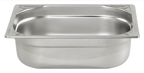 METRO Professional GN-Behälter 1/2, Edelstahl, Höhe 100 mm, lebensmittelechter und hitzebeständiger Gastronormbehälter, zum Abtropfen oder als Gareinsatz im Chafing Dish von METRO Professional