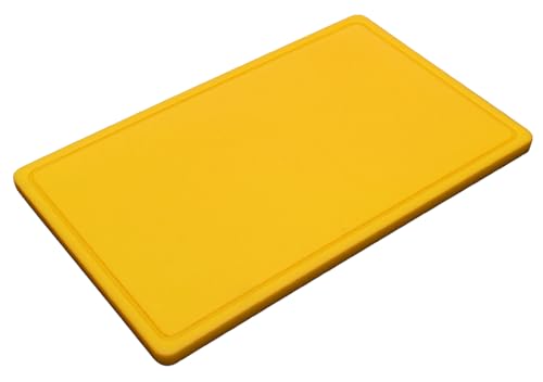 METRO Professional Schneidebrett | 53 x 32,5 x 2 cm | feuchtigskeitsabweisend | Polyethylen | spülmaschinengeeignet | HACCP | Schneidplatte | Saftrille | auch für gewerblichen Einsatz (Gelb) von METRO Professional