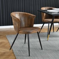 Meubles Cosy - Set mit 2 Esszimmerstühlen – Retro-Sessel – gepolsterter Sitz in Wildleder-Optik – schwarze Metallbeine – für Küche, Wohnzimmer, von MEUBLES COSY