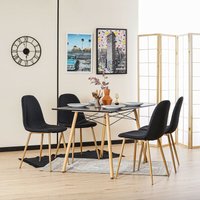 Meubles Cosy - Set mit 4 Esszimmerstühlen "Skandinavischer Stuhl" aus schwarzem Stoff mit Holzimitat und Metallbeinen - schwarz von MEUBLES COSY