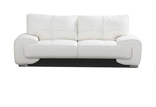 mb-moebel 2-Sitzer Design Sofa Kleiner 2er Büro Kunstleder Sofagarnitur Weiß Couch Florida (Weiß) von MEUBLO