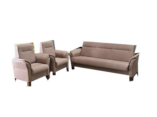 mb-moebel Polstergarnitur Sofa Set 3er Couch & 1er Wohnlandschaft 3-Sitzer und Zwei Sessel Möbel Set - Anna (Cappuccino) von MEUBLO