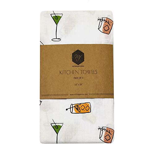 MF International Printed Kitchen Towel, Baumwolle, 4 Stück | Gläser, Standard, 4 von MF International