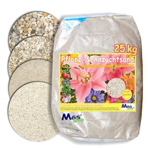 25kg Pflanzsand kalkfreier, keimfreier & nährstoffreier Quarzsand zur Anzucht und Pflanzen - Pflege (0.63-1.25mm) von MGS SHOP
