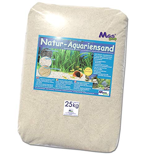 MGS SHOP Aquariensand & - Kies Bodengrund Aquarium Naturquarz Körnung & Farbe wählbar (25kg Natur Beige 1-2 mm) von MGS SHOP