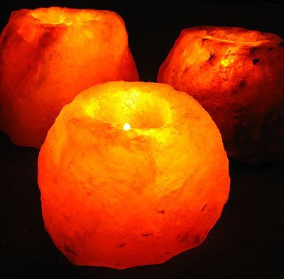 MGS SHOP Salzkristall - Leuchte für Teelichter Salzkristalleuchte natur belassen bis 1kg (6 er Set) von MGS SHOP