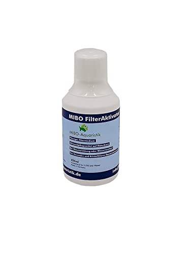 MIBO Filteraktivator 250 ml Flasche inkl. Dosierbecher ausreichend für 2.500 L Wasser! Jetzt NEU! Jetzt für Kristallklares Wasser Sorgen! von MIBO-Aquaristik