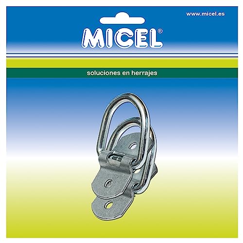 MICEL - 92132 - Ring mit Platte für Markisenanker, 2 Stück, Edelstahlfinish AISI316, 65 x 38 x 6,5 mm von Micel