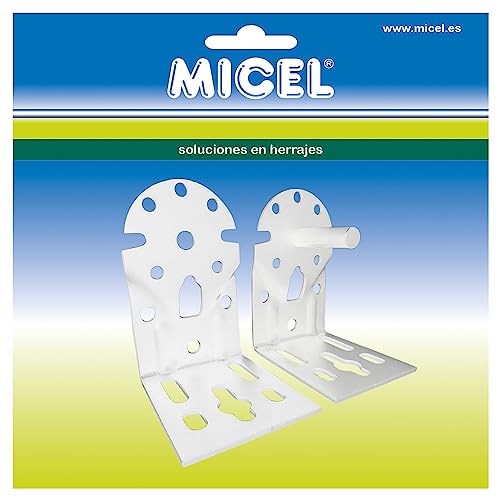 MICEL - 92555 - Winkelhalter für Markisenachse, Wand- und Deckenbefestigung, Stahl-Finish, lackiert, weiß, 65 x 86 x 108 mm von Micel