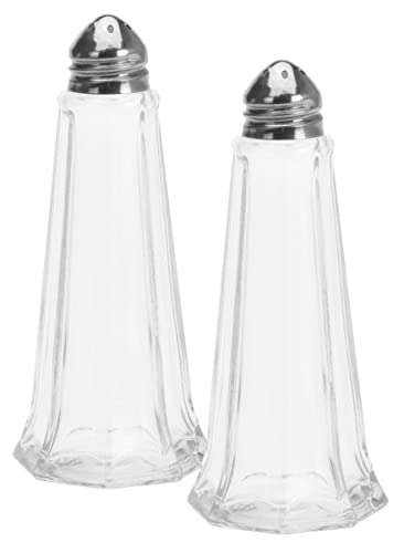 2-teiliges Set Salz- und Pfefferstreuer Oktagon Achteck Design, Salzstreuer Pfefferstreuer aus Glas und Edelstahl spülmaschinengeeignet von MIJOMA