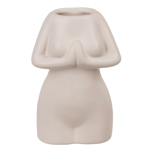 MIJOMA Dekorative Mini-Vase aus Keramik in Frauenkörper-Design, stilvolle Wohndekoration für Moderne Raumgestaltung, passend zu jedem Einrichtungsstil, Frauen-Körper 12.5cm, Weiß von MIJOMA