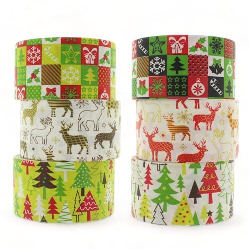 MIJOMA Zauberhaftes Klebeband-Set, 6 Rollen mit Verschiedenen Wintermotiven, 300cm x 4,9cm pro Rolle - Perfekt für Geschenkverpackungen und Weihnachtliche DIY-Projekte von MIJOMA