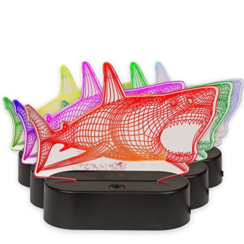 MIK funshopping 3D-Leuchte Nachtlicht 3D Effekt-Lampe mit Farbwechsel, 20cm hoch (Hai) von MIK funshopping