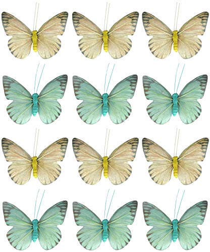 MIK funshopping Deko-Schmetterlinge mit Clip zur farbenfrohen Dekoration (12-teiliges Set, pastellgelb-pastellgrün) von MIK funshopping