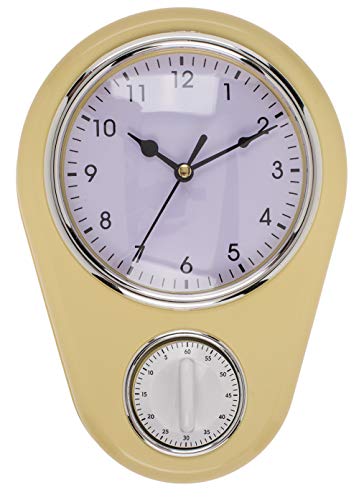 Retro Küchen-Wanduhr Vintage Kitchen TIME mit 60-Minuten Küchentimer (Creme) von MIK funshopping