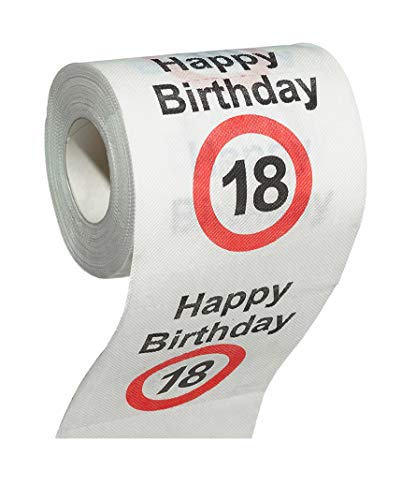Scherzartikel Deko Spaß-Toilettenpapier Runder Geburtstag lustiges Geschenk (18. Geburtstag - 1Rolle) von MIK funshopping