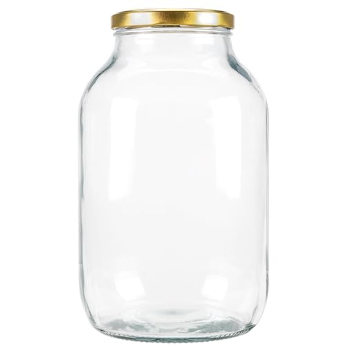MIKONI Gurkenglas 4 LITER Einweckglas mit Gold Deckel Einmachgläser 4000 ml Vorratsgläser 4 L Einmachglas von MIKONI